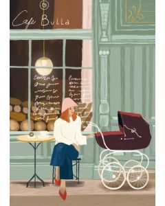 2-osainen kortti Johanna Ilander - Äiti ja vaunut, Cafe Bulla