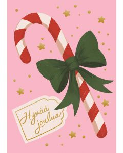 Joulukortti Kaisu Sandberg - "Hyvää joulua" karkkikeppi