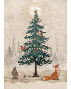 2-osainen joulukortti Bug Art -  Animal tree