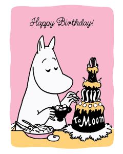 2-osainen kohopainokortti Muumi - Muumimamma ja kakku, Happy Birthday!