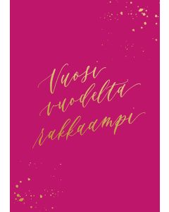 2-osainen kortti Kalligrafiastudio - Vuosi vuodelta rakkaampi