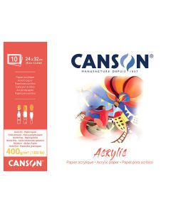 Canson Acrylic 400g 24x32 (10) PK, FG 807408 akryylivärilehtiö