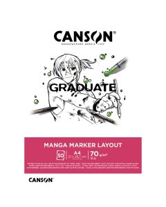 Canson Graduate Manga Marker Layout A4 70g (50), Tussipiirustuslehtiö, läpikuultava