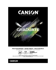 Canson Graduate Mixed Media Black A4 240g (20), Mixed media lehtiö musta paperi