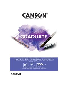 Canson Graduate Mixed Media White A4 200g (20), Mixed Media lehtiö, valkoinen paperi