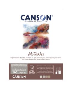 Canson Mi-teintes 160g (20) 24x32 Grey shades, pastellilehtiö harmaan sävyt, 4 sävyä