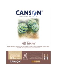 Canson Mi-teintes 160g (20) 32x41 Earth shades, pastellilehtiö ruskean sävyt, 4 sävyä
