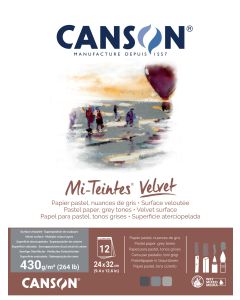 Canson Mi-Teintes Velvet 430g  24x32cm 12L harmaa, samettipintainen lehtiö