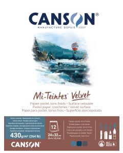 Canson Mi-Teintes Velvet 430g 24x32cm 12L Kylmät s, samettipintainen lehtiö