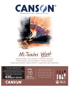 Canson Mi-Teintes Velvet 430g 32x41cm 12L Musta, samettipintainen lehtiö