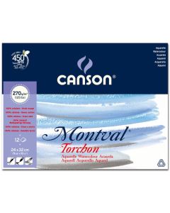 Canson Montval 270g Torchon 24x32 (12L1) Karkea, RG 807324 akvarellilehtiö