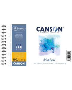 Canson Montval 300 g 10,5x15,5 Kierre (12) PK, akvarellilehtiö ColdPressed