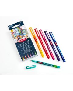 Derwent Line Maker 6 Colour-lajitelma 0,3, kelt, pun, pink, violetti, sin, vihr