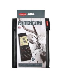 Derwent Sketching wallet 17 osaa, Sis. mm. 13 kynää, pyyhekumin,