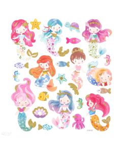 DPC tarra-arkki 15x17cm MERMAIDS 23 kpl glitter