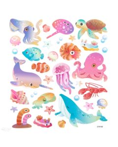 DPC tarra-arkki 15x17cm SEA ANIMALS 34 kpl glitter