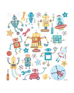 DPC tarra-arkki A5 28 kpl Robotit glitter