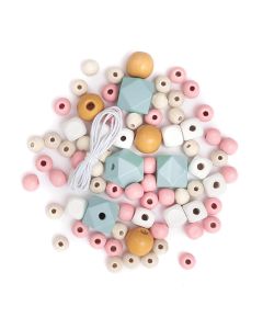 DPC Värilliset puuhelmet 80kpl pastellivärit