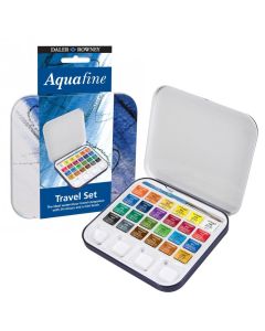 DR Aquafine travel tin 24 x 1/2 nappia, Sisältää siveltimen ja yhden paletin, metallirasia