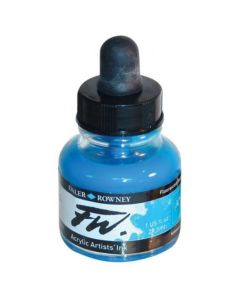 DR FW Acrylic ink 29.5ml 100 Fluorescent blue, Taiteilijatasoinen muste