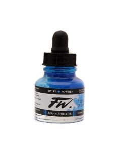 DR FW Acrylic ink 29.5ml 120 Process cyan, Taiteilijatasoinen muste