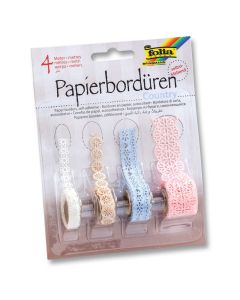 FOLIA Paperipitsiteippi Country 4x1m pastelli, valkoinen, puuteri, vaaleansininen, vaaleanpunaine