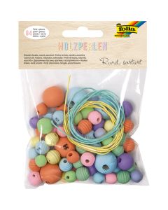 FOLIA puuhelmet 84kpl pastelli, koko- ja värilajit, 0