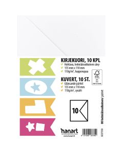 ILOX Kirjekuori 11x15,5cm 10kpl helmiäisvalkoinen, FSC Piikkipakkaus