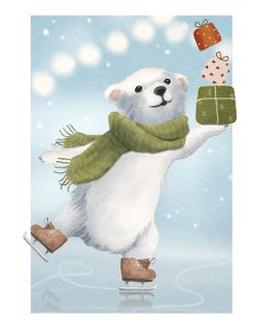 Joulukortti Henna Adel - Jääkarhu luistelemassa