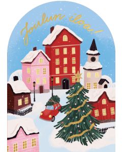 2-osainen kortti joulu Kaisu Sandberg - Joulukaupunki