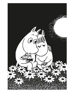 Kohopainettu postikortti Muumi - Halaus