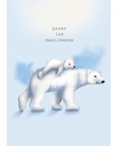 2-osainen isänpäiväkortti Henna Adel - Jääkarhut "Paras isä maailmassa"