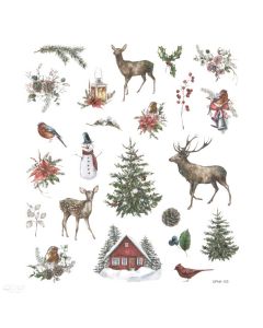 DPC tarra-arkki 15x17 cm 23 kpl Jouluinen luonto glitter