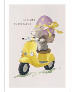 Postikortti Henna Adel - Pupu ajaa skootterilla "Iloista pääsiäistä"