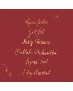 2-osainen joulukortti Kalligrafiastudio - Hyvää joulua monikielinen, punainen