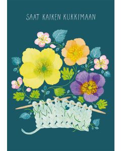 Postikortti Anna Emilia - Kukkia ja neule, Saat kaiken kukkimaan
