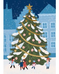 2-osainen kortti joulu Kaisu Sandberg - Joulukuusi torilla