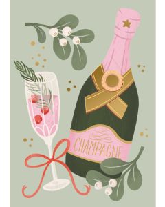 2-osainen kortti joulu Kaisu Sandberg - Shampanjapullo