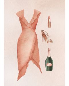 2-osainen kortti Henna Adel - Juhlamekko, huulipuna, korkkari, skumppa