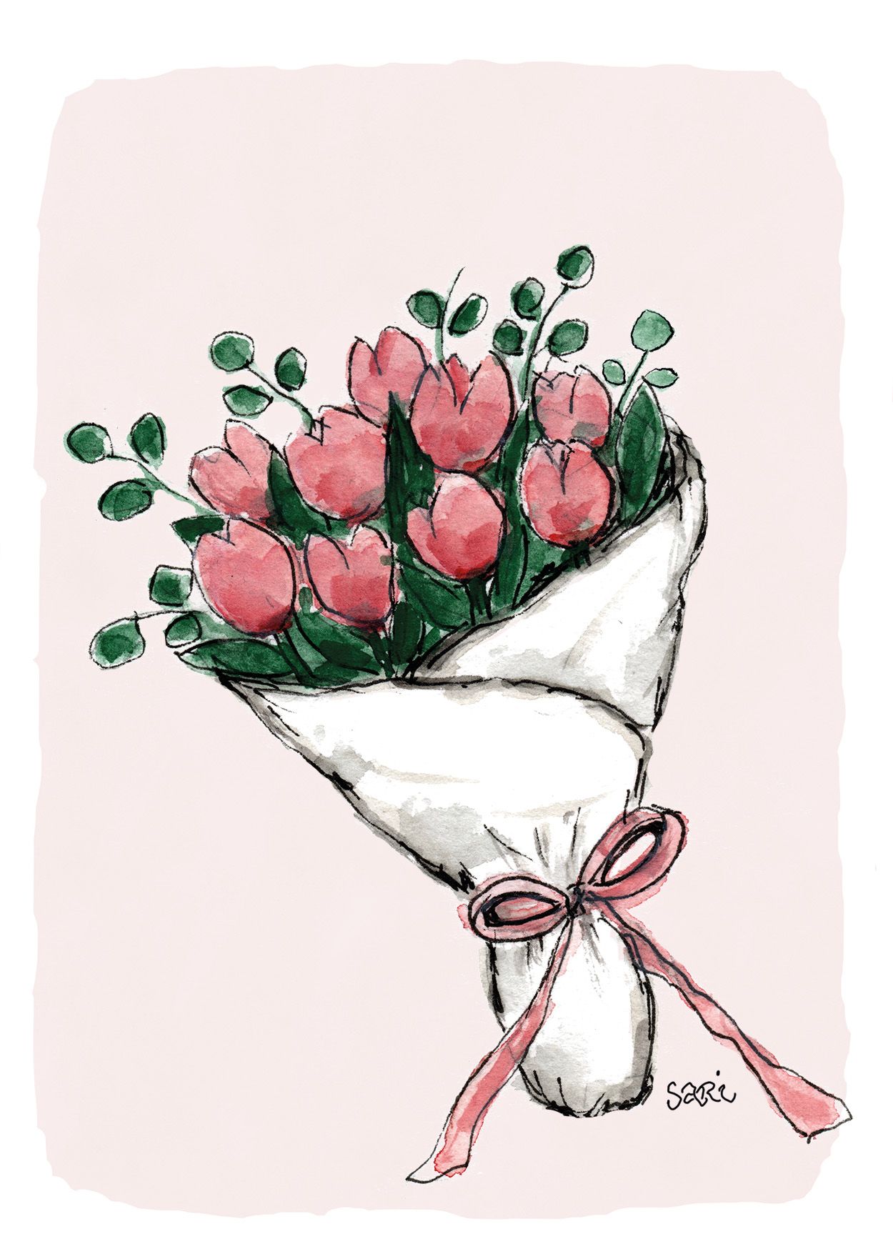 2-osainen kortti Sari's Artwork - Tulppaanikimppu