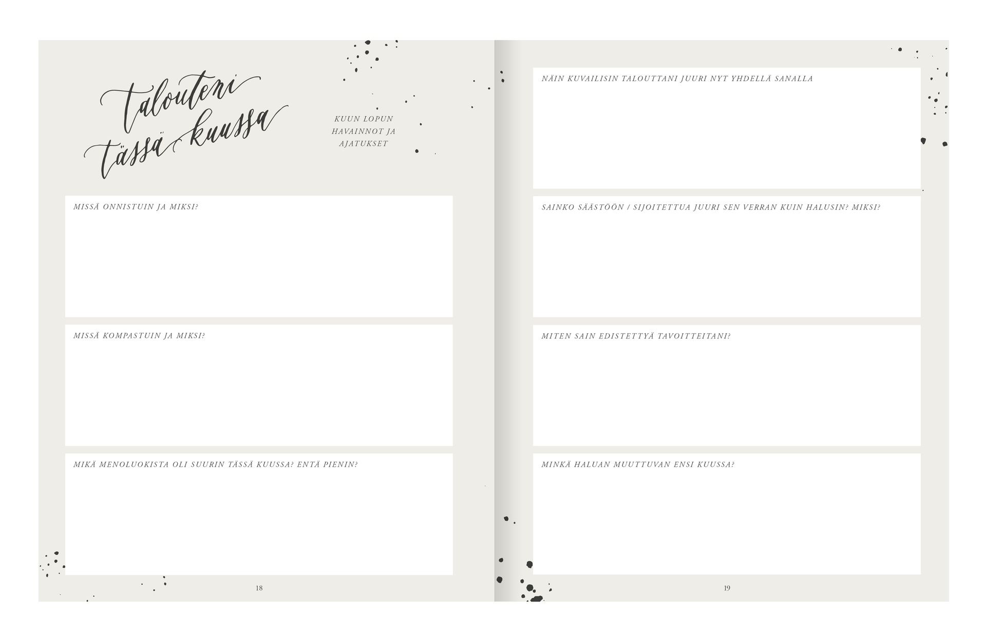 Budjettipäiväkirja Kalligrafiastudio - Hyvän  päivän varalle