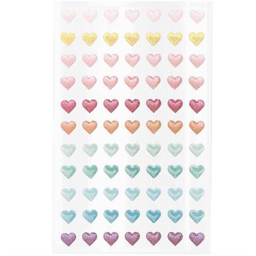 RICO geelitarra 77 kpl sydän glitter pastellit pie