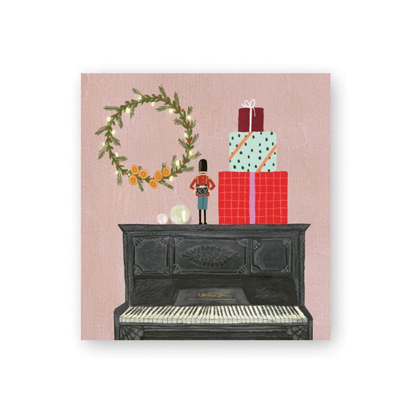 Pakettikortti joulu Putinki Ilander - Jouluasetelma pianon päällä