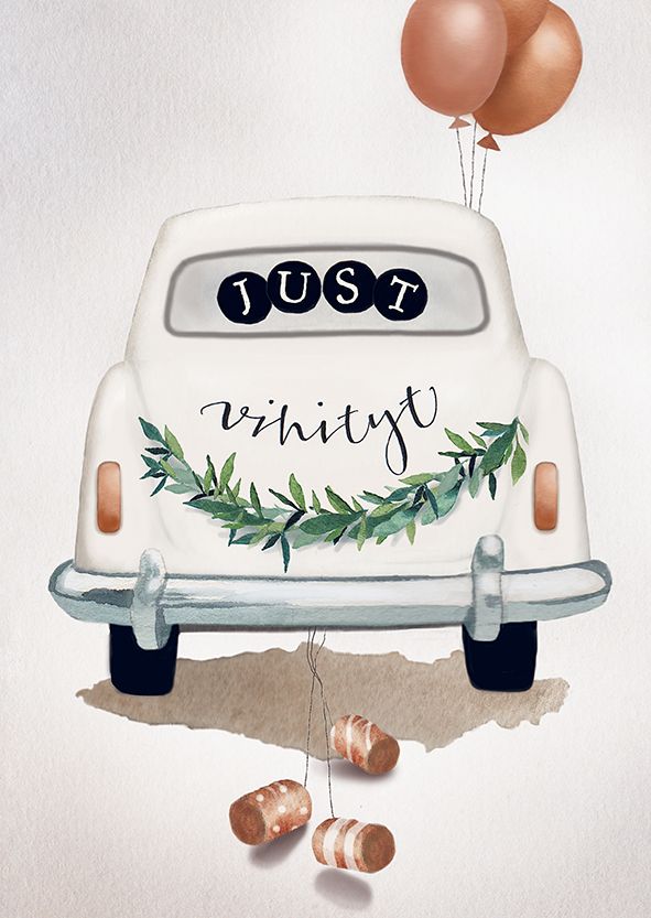 2-osainen kortti Henna Adel - Hääauto "Just vihityt"