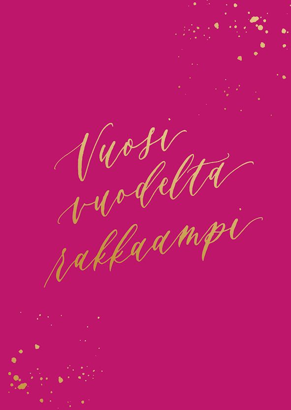 2-osainen kortti Kalligrafiastudio - Vuosi vuodelta rakkaampi