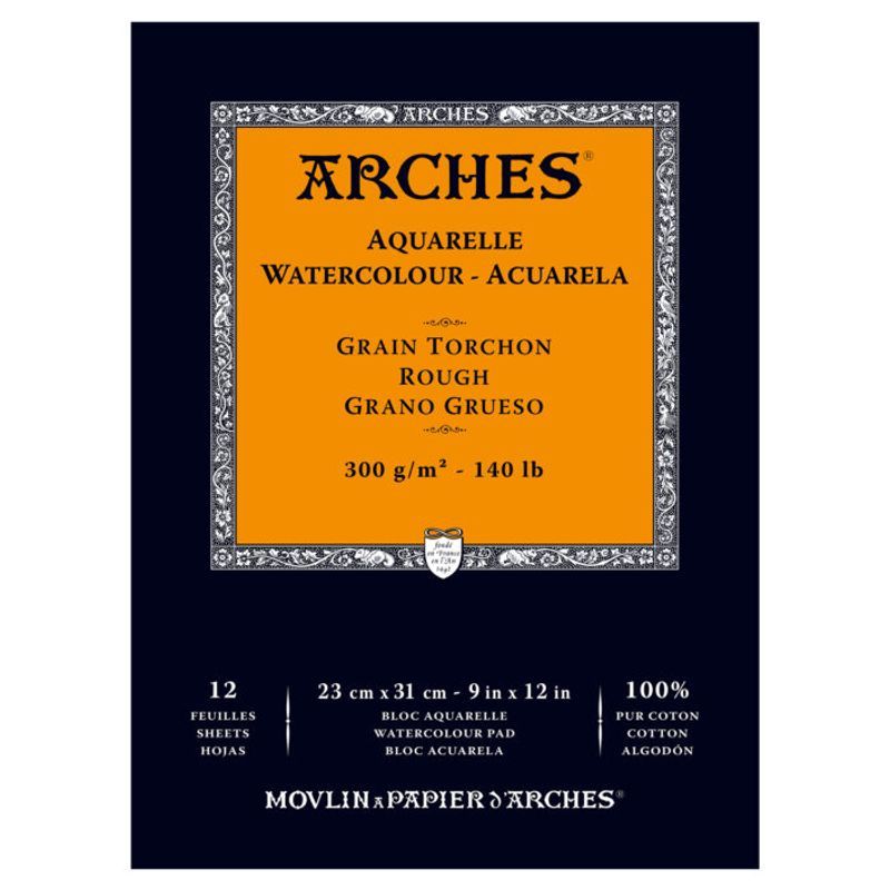 Arches 300g 23x31 (12L1) karkea, 100% lumppu akvarellilehtiö - 3700417134905