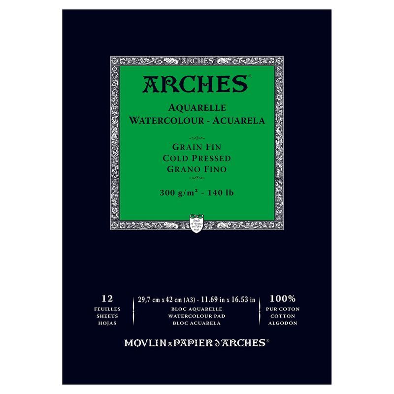 Arches 300g A3 (12L1) puolikarkea, 100% lumppu akvarellilehtiö