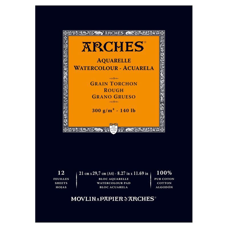Arches 300g A4 (12L1) karkea, 100% lumppu akvarellilehtiö - 3700417134899