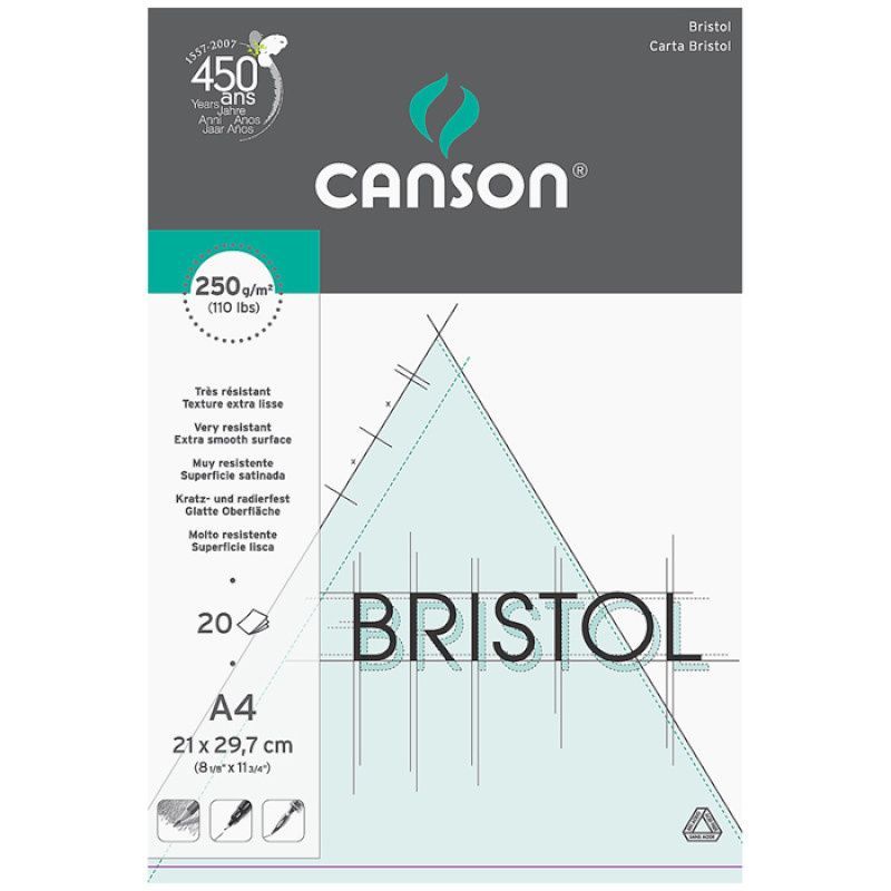 Canson Bristol Graphic 250g A4 (20), piirustuslehtiö