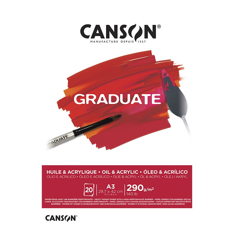 Canson Graduate Oil and Acrylic 290g A3 (20), Öljy ja akryylilehtiö